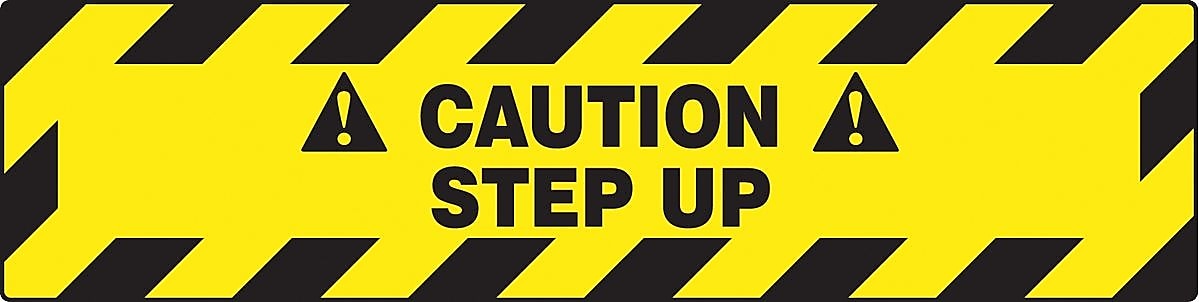 Accuform Signs® Slip-Gard™ CAUTION STEP UP Border Floor Sign, Black/Yellow, 6"H x 24"W, 1/Pack