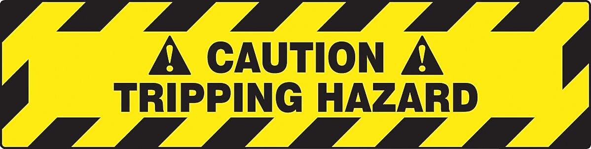 Accuform Signs® Slip-Gard™ CAUTION TRIPPING HAZARD Border Floor Sign, Black/Yellow, 6"H x 24"W, 1/Pk