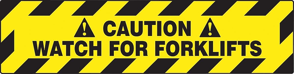 Accuform Slip-Gard CAUTION WATCH FOR FORKLIFTS Border Floor Sign, Black/Yellow, 6"H x 24"W (PSR264)