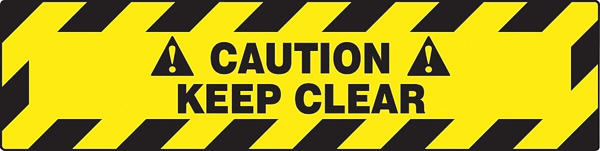 Accuform Signs® Slip-Gard™ CAUTION KEEP CLEAR Border Floor Sign, Black/Yellow, 6"H x 24"W, 1/Pack