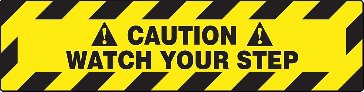 Accuform Signs® Slip-Gard™ CAUTION WATCH YOUR STEP Border Floor Sign, Black/Yellow, 6"H x 24"W, 1/Pk