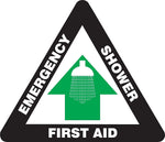 Accuform Slip-Gard EMERGENCY SHOWER FIRST AID Triangle Floor Sign, White/Green, 17"H x 17"W (PSR842)