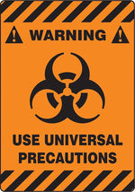 Accuform Signs® Slip-Gard™ WARNING USE UNIVERSAL PRECAUTIONS Border Floor Sign, BLK/Orange, 20"x14"