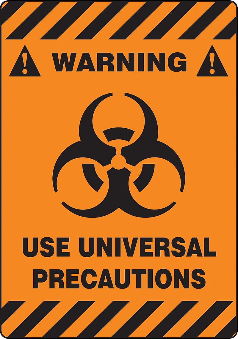 Accuform Signs® Slip-Gard™ WARNING USE UNIVERSAL PRECAUTIONS Border Floor Sign, BLK/Orange, 20"x14"