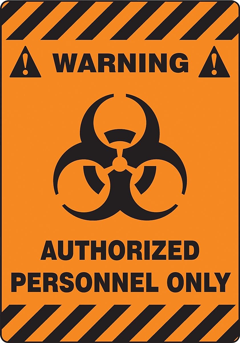 Accuform Slip-Gard WARNING AUTHORIZED PERSONNEL ONLY Border Floor Sign, BLK/Orange, 20"x14" (PSR632)