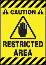 Accuform Signs® Slip-Gard™ CAUTION RESTRICTED AREA Border Floor Sign, Black/Yellow, 20"H x 14"W
