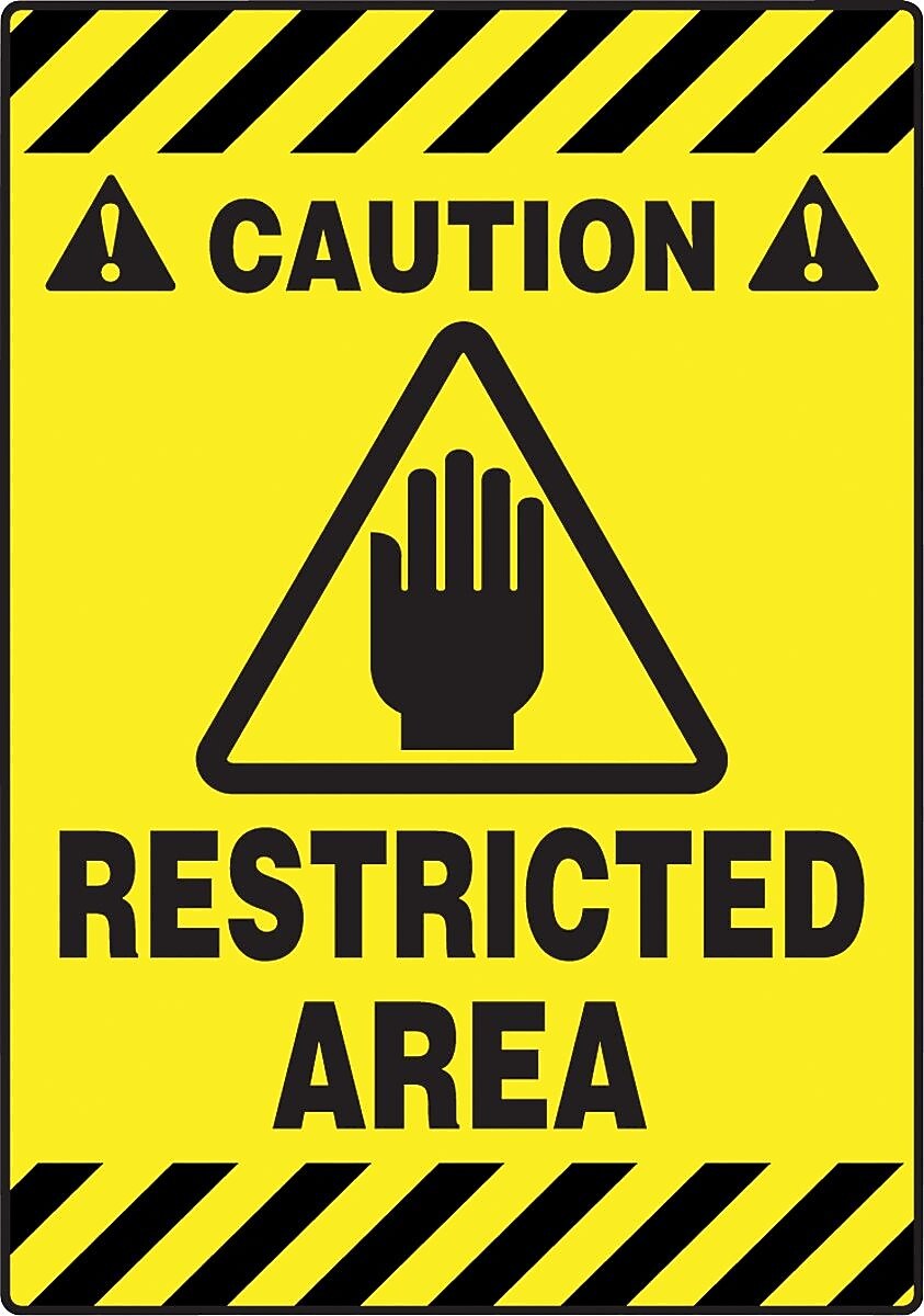 Accuform Signs® Slip-Gard™ CAUTION RESTRICTED AREA Border Floor Sign, Black/Yellow, 20"H x 14"W