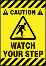 Accuform Slip-Gard CAUTION WATCH YOUR STEP Border Floor Sign, Black/Yellow, 20"H x 14"W (PSR624)