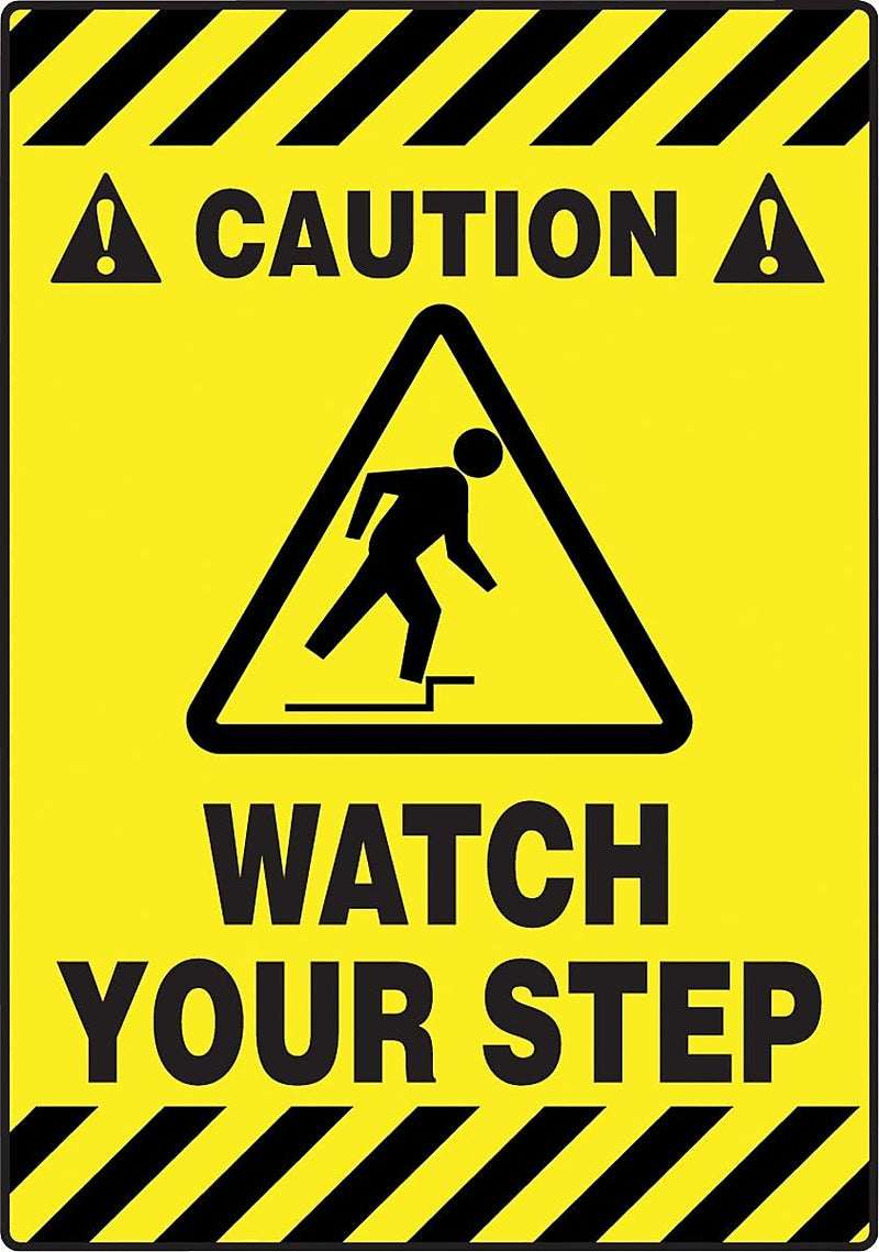 Accuform Slip-Gard CAUTION WATCH YOUR STEP Border Floor Sign, Black/Yellow, 20"H x 14"W (PSR624)