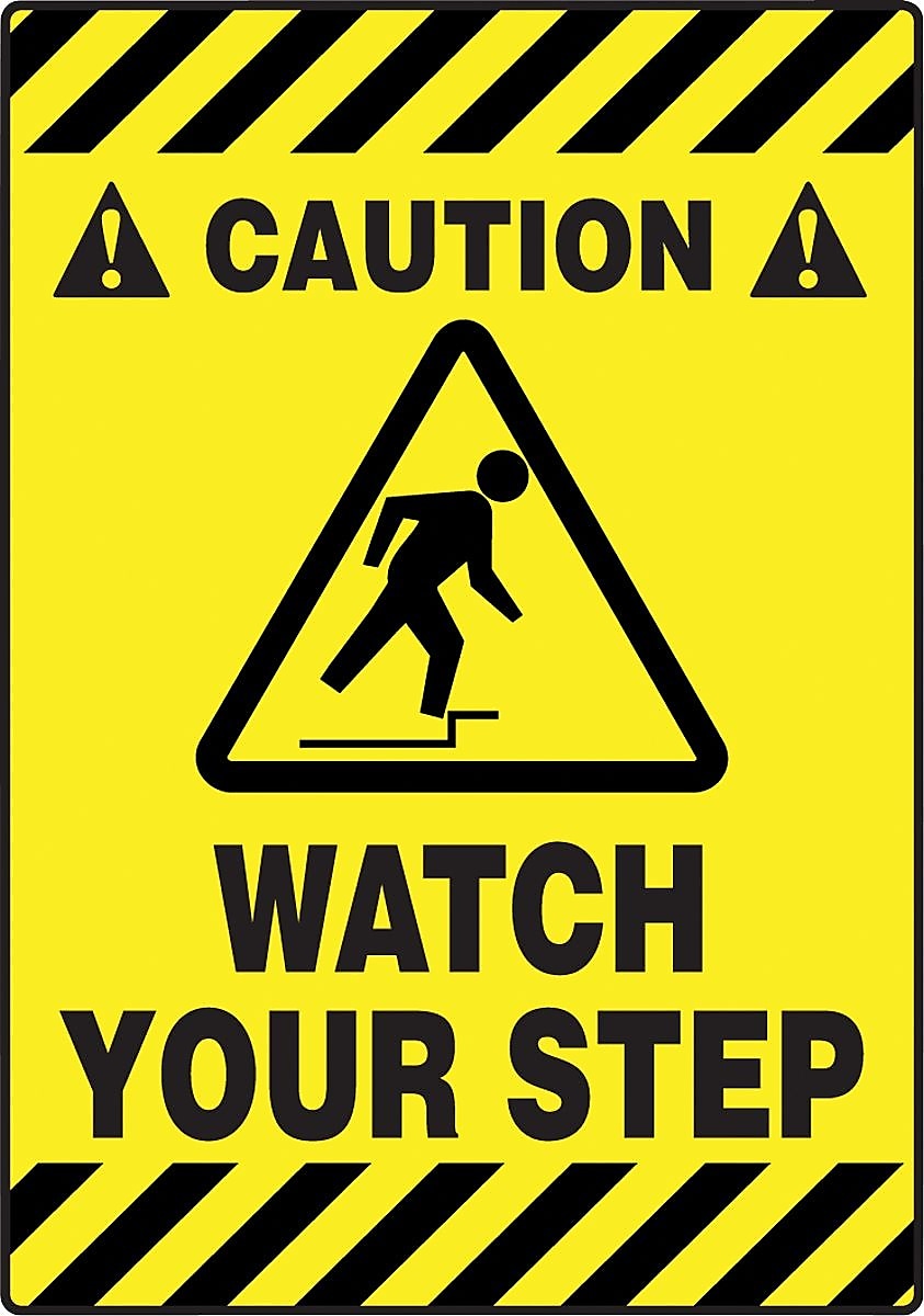 Accuform Slip-Gard CAUTION WATCH YOUR STEP Border Floor Sign, Black/Yellow, 20"H x 14"W (PSR624)