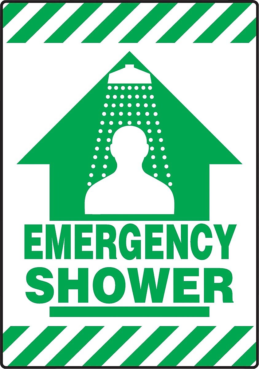 Accuform Slip-Gard EMERGENCY SHOWER Border Floor Sign, Green/White, 20"H x 14"W (PSR636)