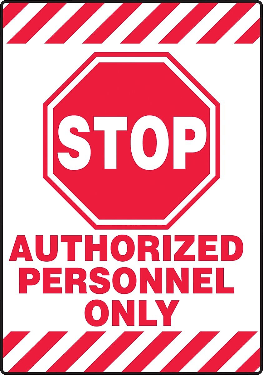 Accuform Slip-Gard STOP AUTHORIZED PERSONNEL ONLY Border Floor Sign, Red/White, 20"H x 14"W (PSR680)