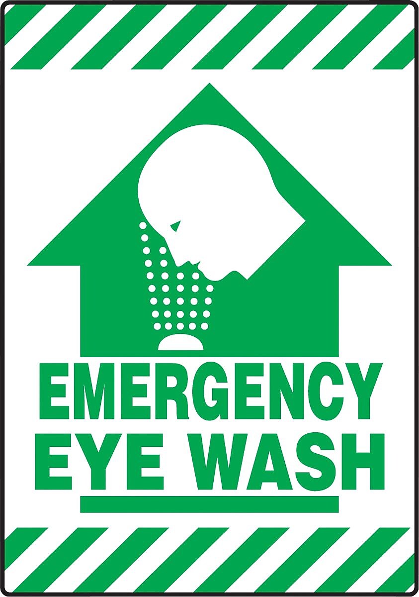 Accuform Slip-Gard EMERGENCY EYE WASH Border Floor Sign, Green/White, 20"H x 14"W (PSR633)