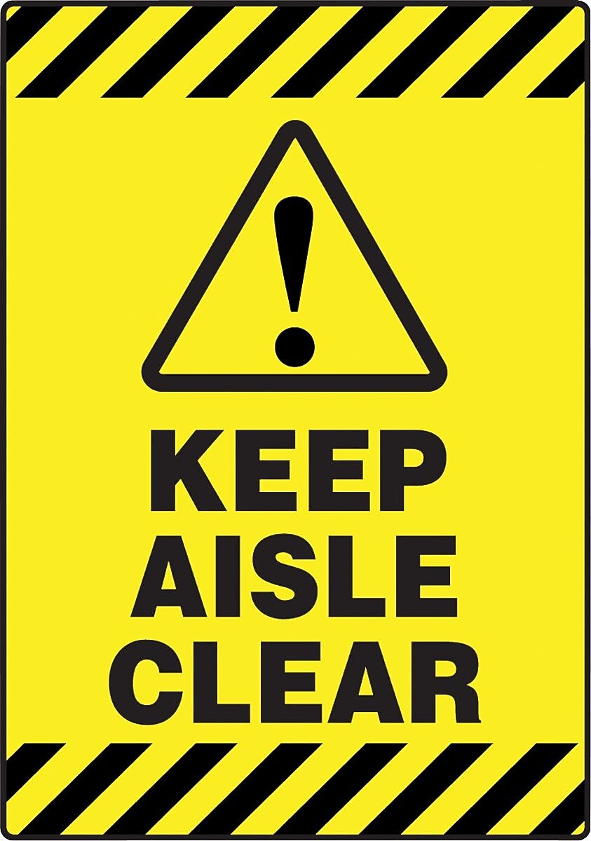 Accuform Slip-Gard KEEP AISLE CLEAR Border Floor Sign, Black/Yellow, 20"H x 14"W (PSR670)