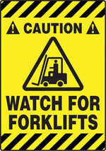 Accuform Slip-Gard CAUTION WATCH FOR FORKLIFTS Border Floor Sign, Black/Yellow, 20"H x 14"W (PSR620)