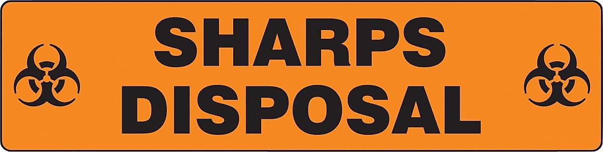 Accuform Slip-Gard SHARPS DISPOSAL Border Floor Sign, Black/Orange, 6"H x 24"W (PSR249)