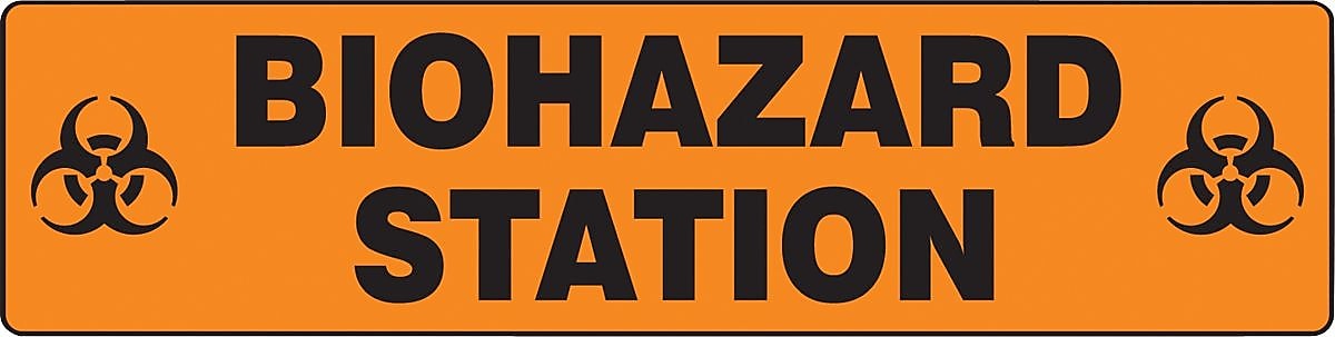 Accuform Slip-Gard BIOHAZARD STATION Border Floor Sign, Black/Orange, 6"H x 24"W (PSR243)