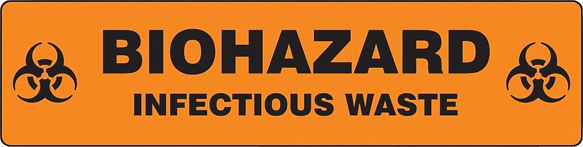 Accuform Slip-Gard BIOHAZARD INFECTIOUS WASTE Border Floor Sign, Black/Orange, 6"H x 24"W (PSR263)