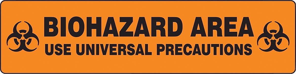Accuform Slip-Gard BIOHAZARD USE UNIVERSAL PRECAUTIONS Border Floor Sign, BLK/Orange, 6"x24" (PSR247)