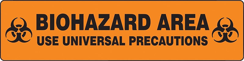Accuform Slip-Gard BIOHAZARD USE UNIVERSAL PRECAUTIONS Border Floor Sign, BLK/Orange, 6"x24" (PSR247)