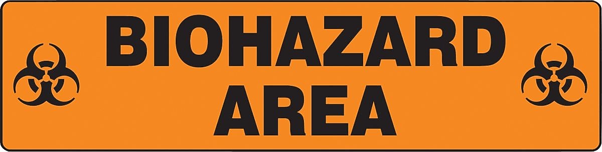 Accuform Slip-Gard BIOHAZARD AREA Border Floor Sign, Black/Orange, 6"H x 24"W (PSR241)