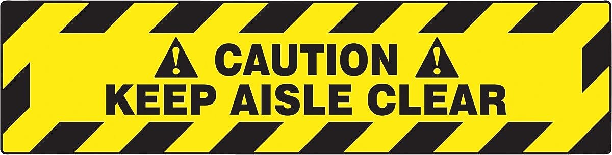 Accuform Slip-Gard CAUTION KEEP AISLE CLEAR Border Floor Sign, Black/Yellow, 6"H x 24"W (PSR272)