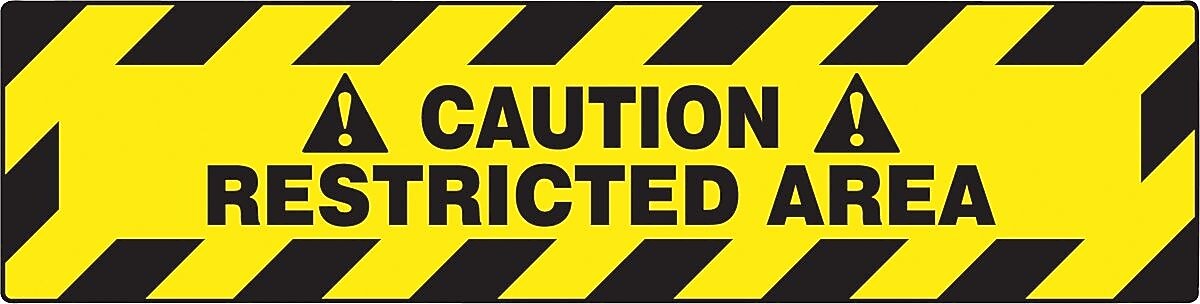 Accuform Slip-Gard CAUTION RESTRICTED AREA Border Floor Sign, Black/Yellow, 6"H x 24"W (PSR270)