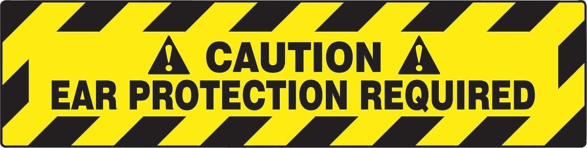 Accuform Slip-Gard CAUTION EAR PROTECTION REQUIRED Border Floor Sign, Black/Yellow, 6" x 24" (PSR276)
