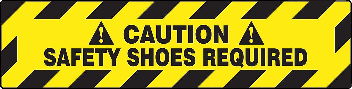 Accuform Slip-Gard CAUTION SAFETY SHOES REQUIRED Border Floor Sign, Black/Yellow, 6"H x 24"W (PSR278)