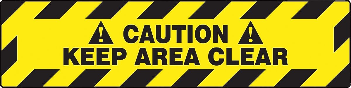 Accuform Slip-Gard CAUTION KEEP AREA CLEAR Border Floor Sign, Black/Yellow, 6"H x 24"W (PSR282)