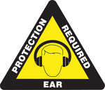Accuform Slip-Gard EAR PROTECTION REQUIRED Triangle Floor Sign, White/Yellow/Black, 17"x17" (PSR836)