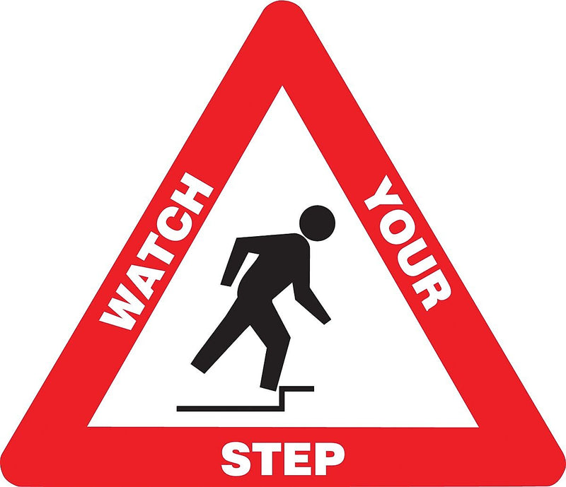 Accuform Slip-Gard WATCH YOUR STEP Triangle Floor Sign, White/Red, 17"H x 17"W (PSR810)