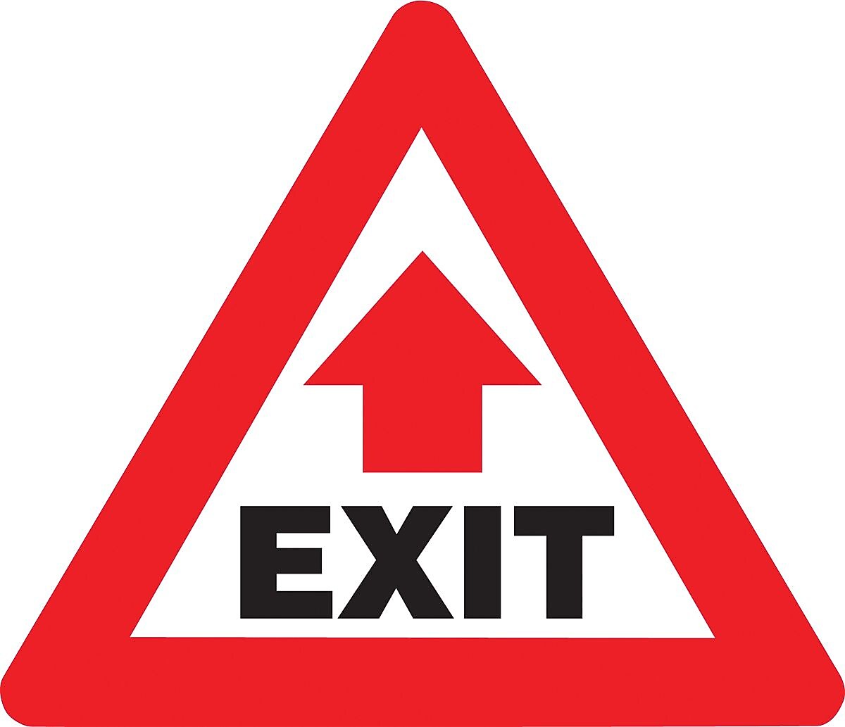 Accuform Slip-Gard EXIT Triangle Floor Sign, White/Red, 17"H x 17"W (PSR808)