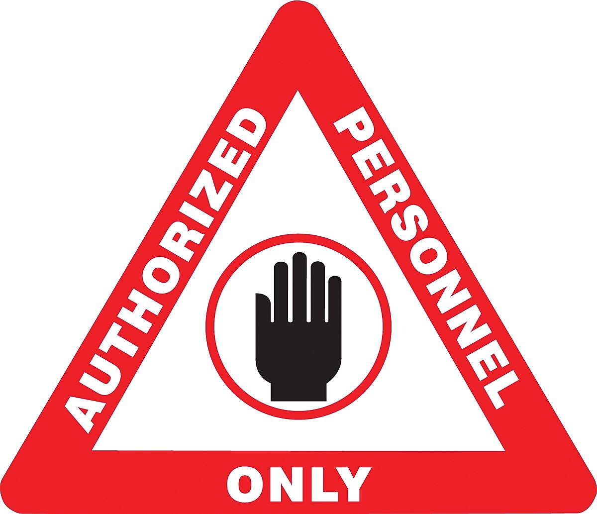 Accuform Slip-Gard AUTHORIZED PERSONNEL ONLY Triangle Floor Sign, White/Red, 17"H x 17"W (PSR812)