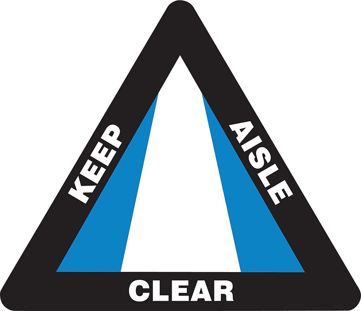 Accuform Slip-Gard KEEP AISLE CLEAR Triangle Floor Sign, White/Blue/Black, 17"H x 17"W (PSR823)
