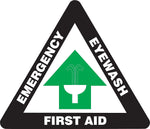 Accuform Slip-Gard EMERGENCY EYEWASH FIRST AID Triangle Floor Sign, White/Green, 17"H x 17"W (PSR844)
