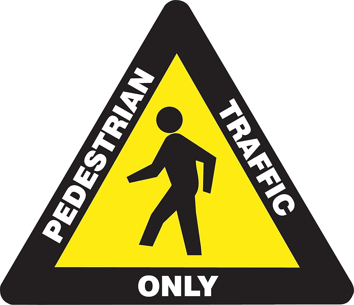 Accuform Slip-Gard PEDESTRIAN TRAFFIC ONLY Triangle Floor Sign, White/Black/Yellow, 17"x17" (PSR825)
