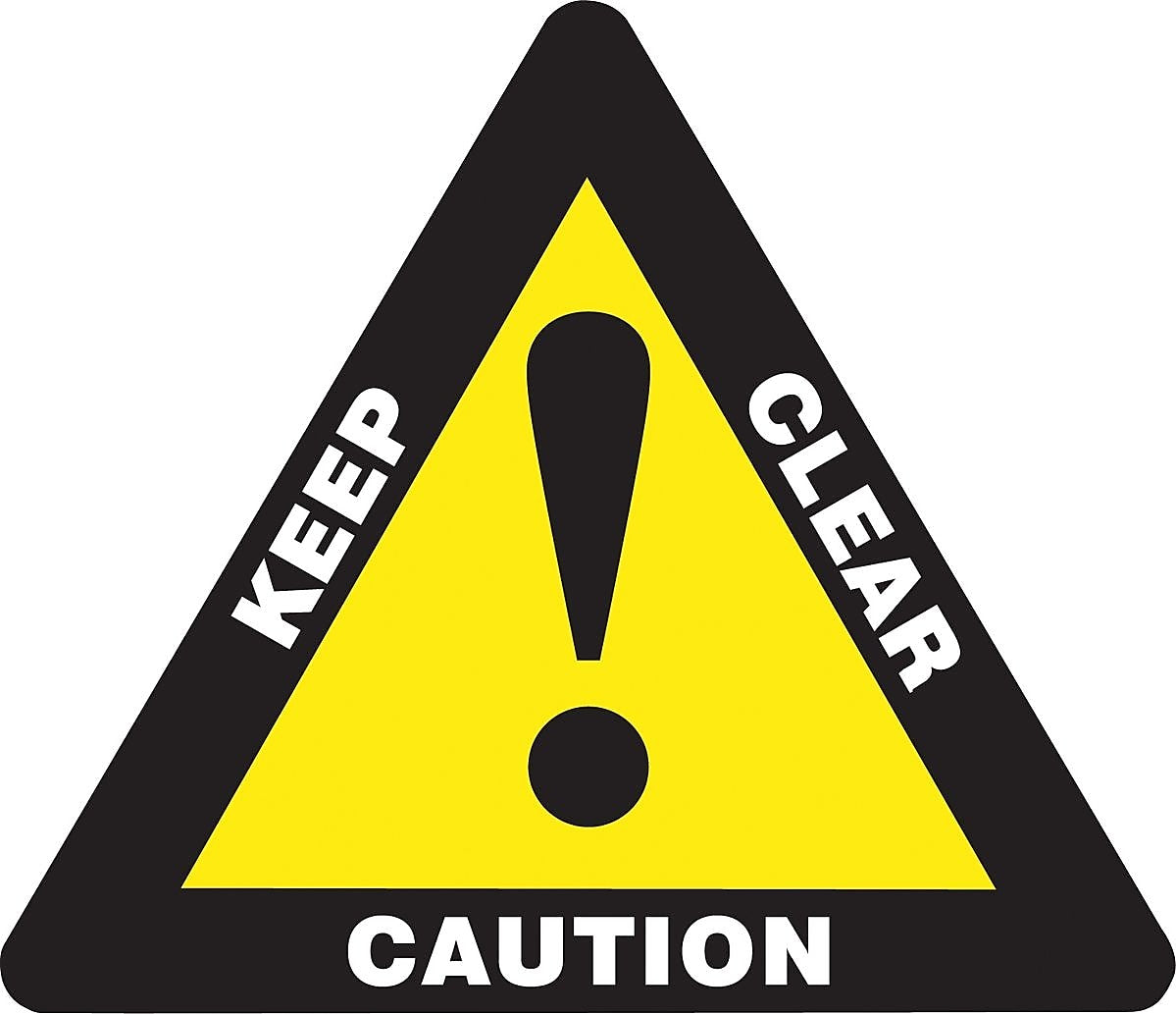 Accuform Slip-Gard CAUTION KEEP CLEAR Triangle Floor Sign, White/Yellow/Black, 17"H x 17"W (PSR821)