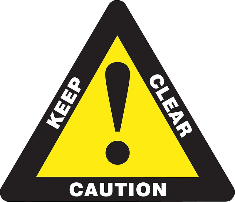 Accuform Slip-Gard CAUTION KEEP CLEAR Triangle Floor Sign, White/Yellow/Black, 17"H x 17"W (PSR821)