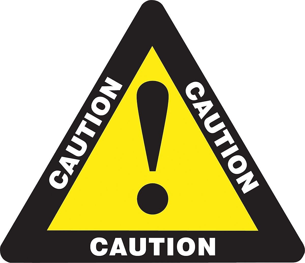 Accuform Slip-Gard CAUTION Triangle Floor Sign, White/Yellow/Black, 17"H x 17"W (PSR860)