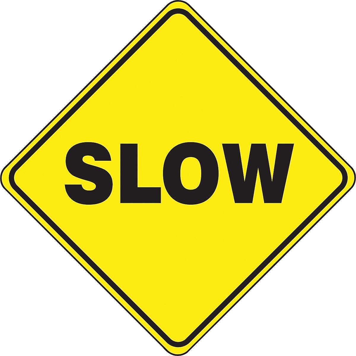 Accuform Slip-Gard SLOW Diamond Floor Sign, Black/Yellow, 17"H x 17"W (PSR414)