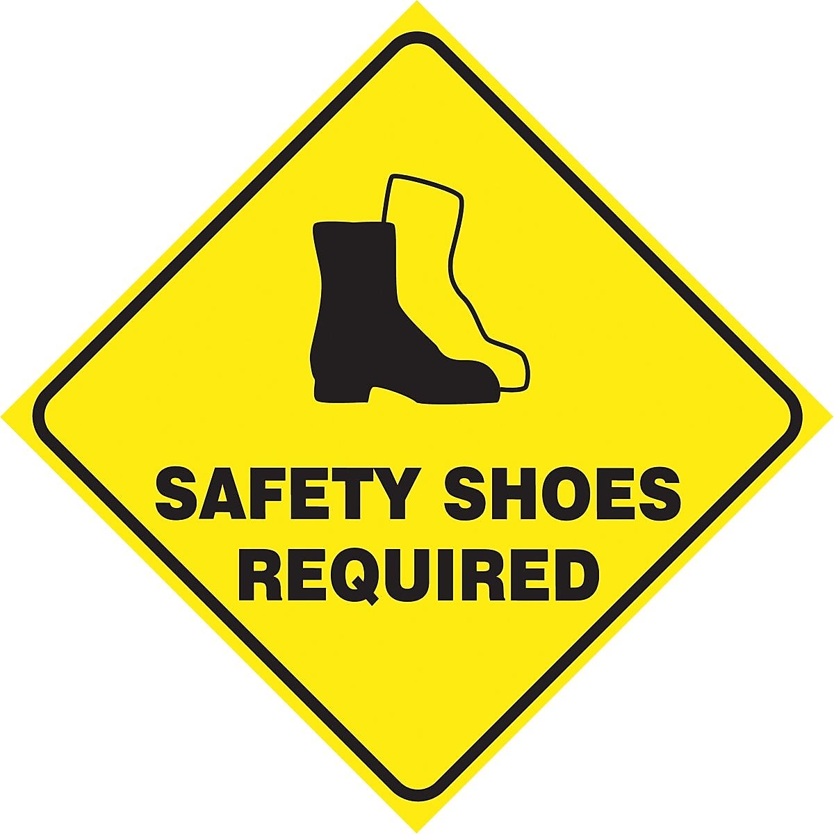 Accuform Slip-Gard SAFETY SHOES REQUIRED Diamond Floor Sign, Black/Yellow, 17"H x 17"W (PSR422)