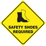 Accuform Slip-Gard SAFETY SHOES REQUIRED Diamond Floor Sign, Black/Yellow, 17"H x 17"W (PSR422)