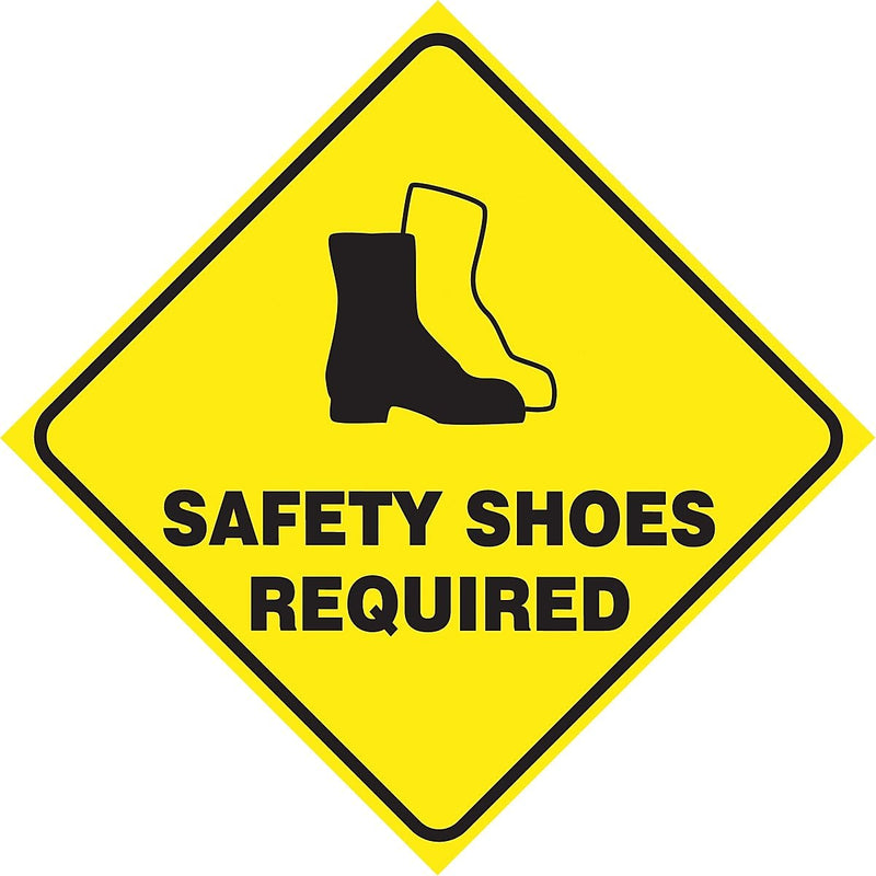 Accuform Slip-Gard SAFETY SHOES REQUIRED Diamond Floor Sign, Black/Yellow, 17"H x 17"W (PSR422)