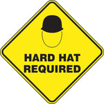 Accuform Slip-Gard HARD HAT REQUIRED Diamond Floor Sign, Black/Yellow, 17"H x 17"W (PSR426)