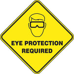 Accuform Slip-Gard EYE PROTECTION REQUIRED Diamond Floor Sign, Black/Yellow, 17"H x 17"W (PSR420)