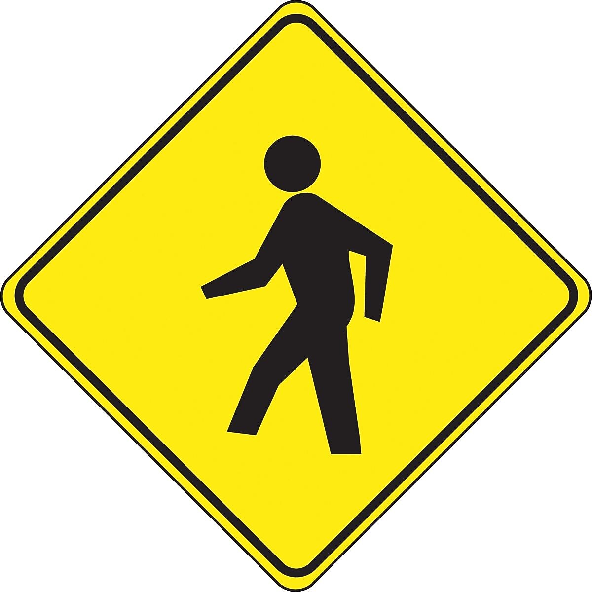 Accuform Slip-Gard Pedestrian Pictorial Diamond Floor Sign, Black/Yellow, 17"H x 17"W (PSR408)