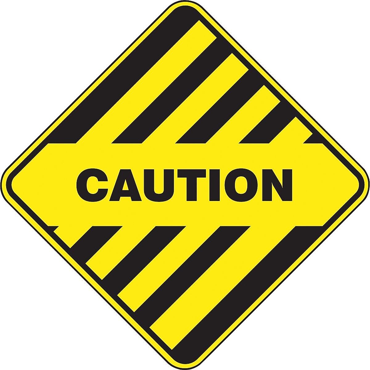 Accuform Slip-Gard CAUTION Diamond Floor Sign, Black/Yellow, 17"H x 17"W (PSR436)