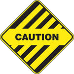 Accuform Slip-Gard CAUTION Diamond Floor Sign, Black/Yellow, 17"H x 17"W (PSR436)