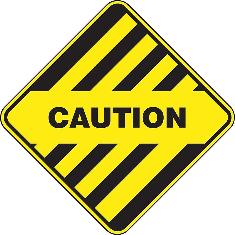 Accuform Slip-Gard CAUTION Diamond Floor Sign, Black/Yellow, 17"H x 17"W (PSR436)